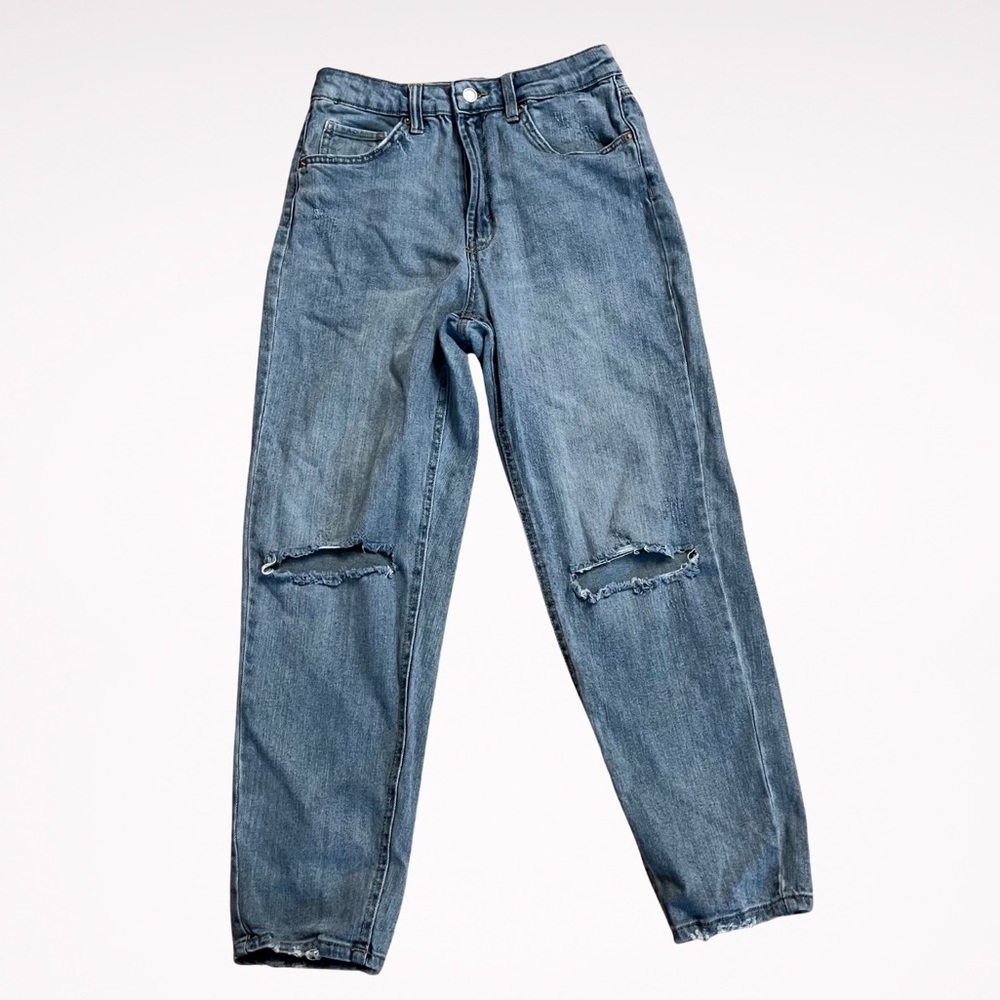 Classic High-Rise Distressed Women's Jeans - Blue